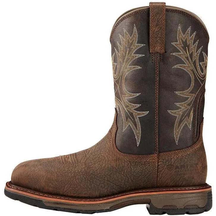 Ariat Men's WorkHog 11" Composite Toe Waterproof Western Work Boot - Bruin Brown - 10017420