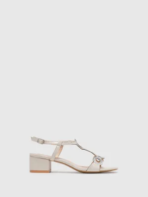 Beige Buckle Sandals