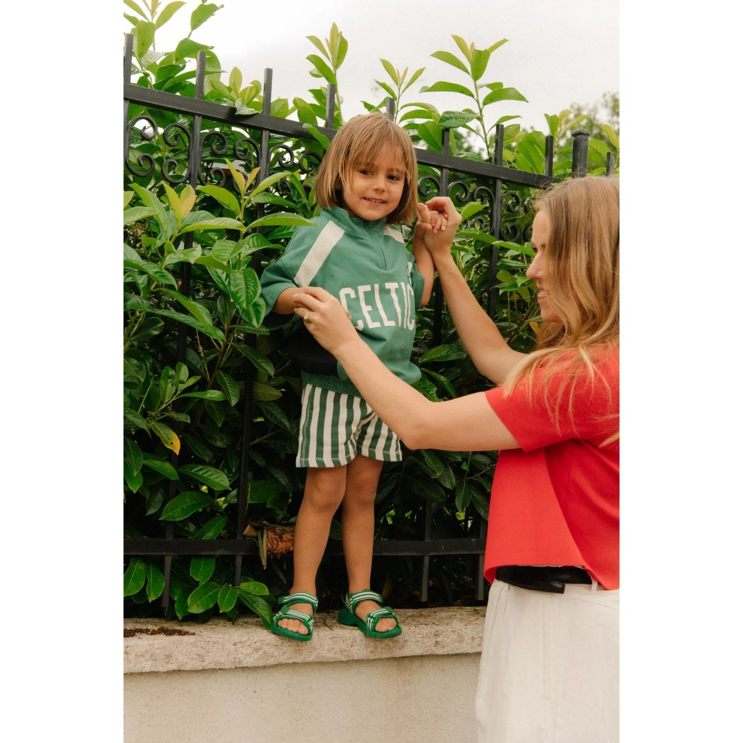 Bisgaard Emerald Green Stripes Trine Kjær X Addie Sandal