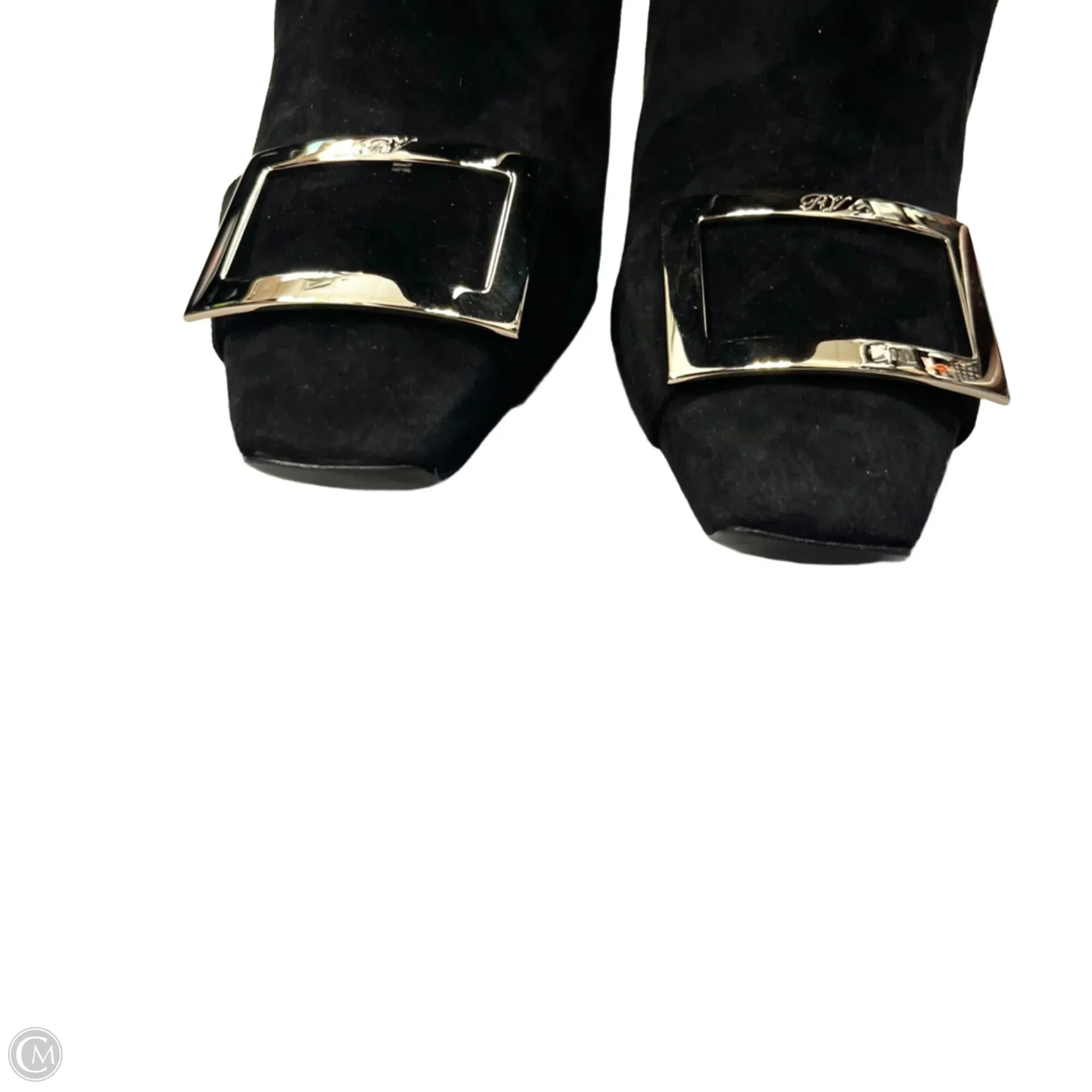 Boots Designer By Roger Vivier In Black & Silver, Size: 9