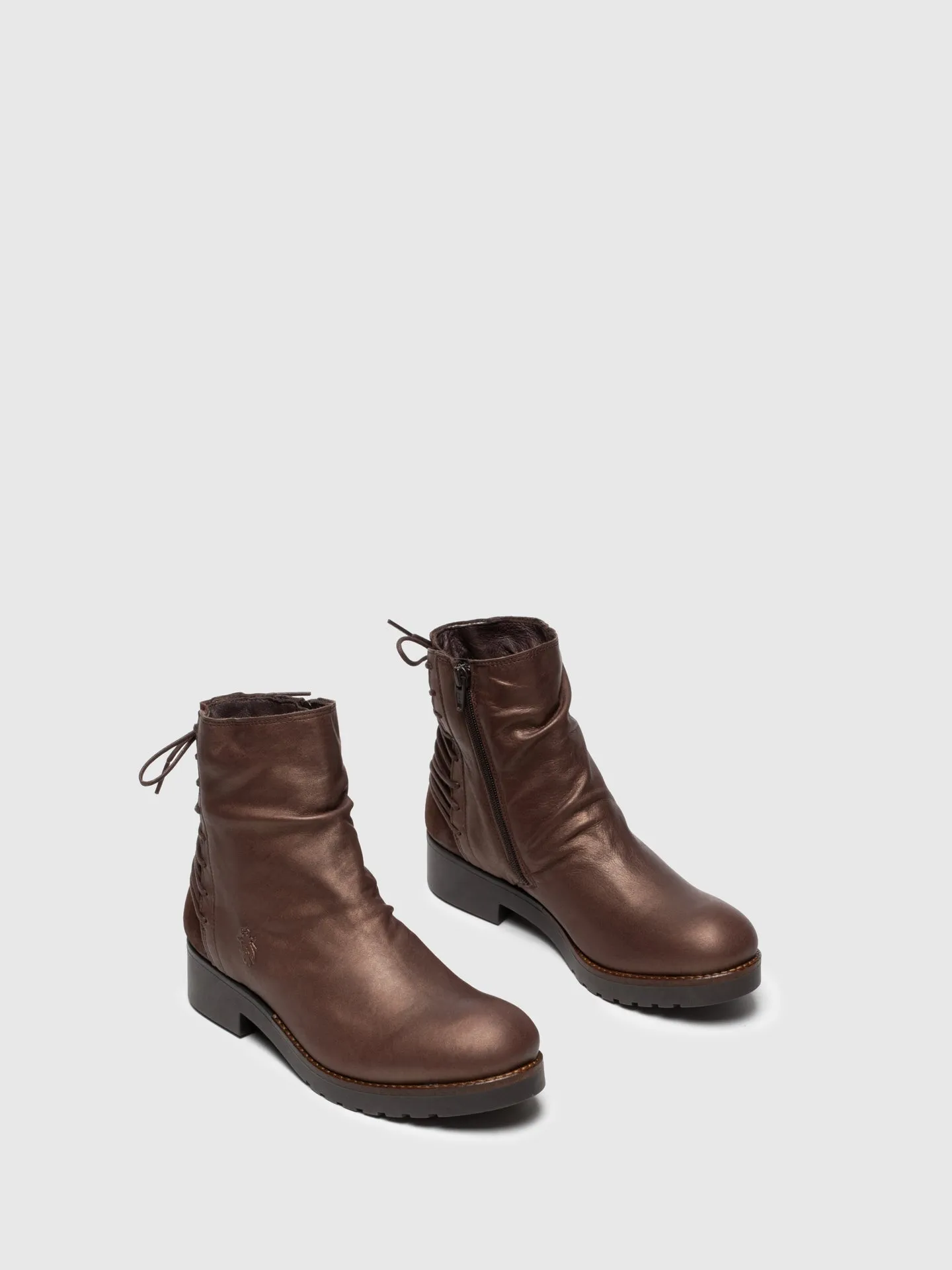 Brown Zip Up Ankle Boots