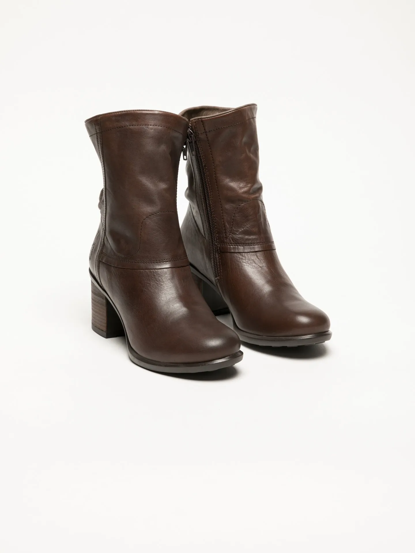 Brown Zip Up Ankle Boots