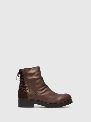 Brown Zip Up Ankle Boots