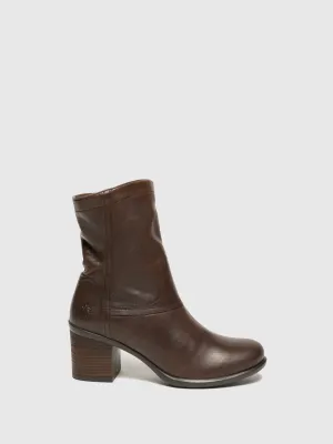 Brown Zip Up Ankle Boots