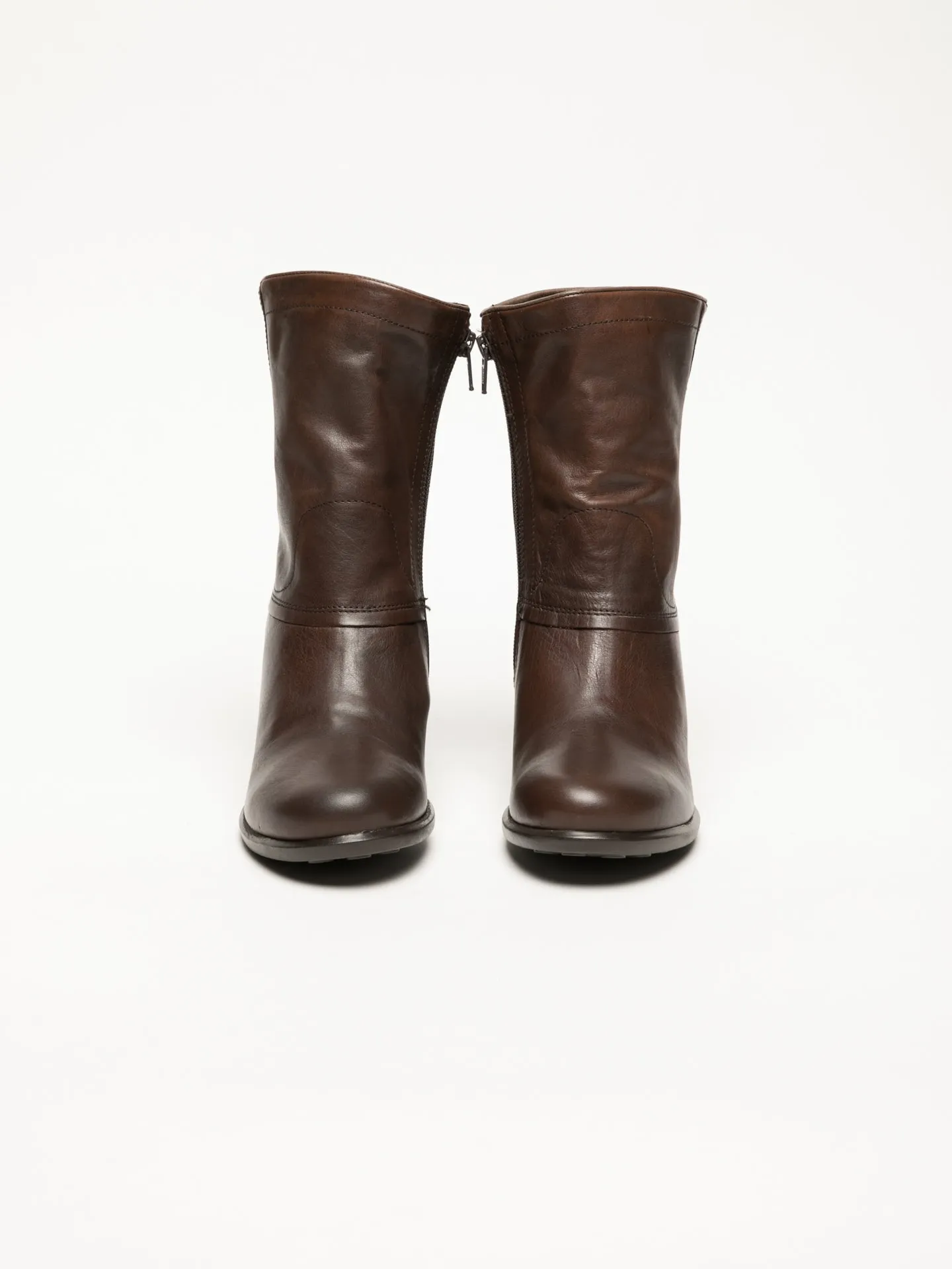 Brown Zip Up Ankle Boots