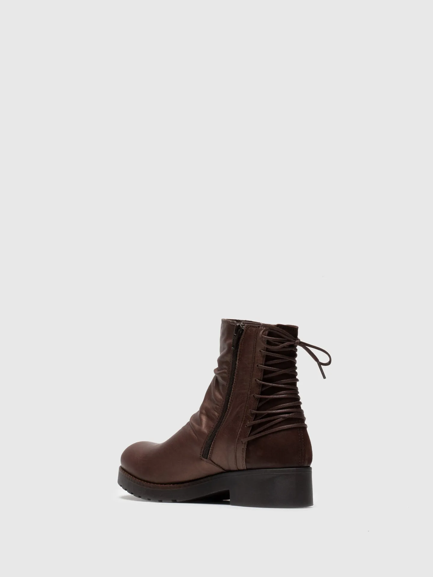 Brown Zip Up Ankle Boots