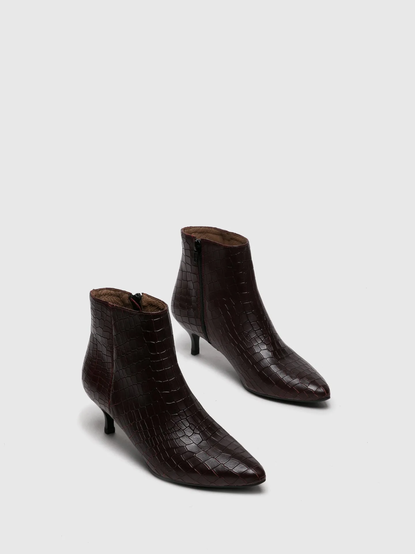 Crimson Zip Up Ankle Boots
