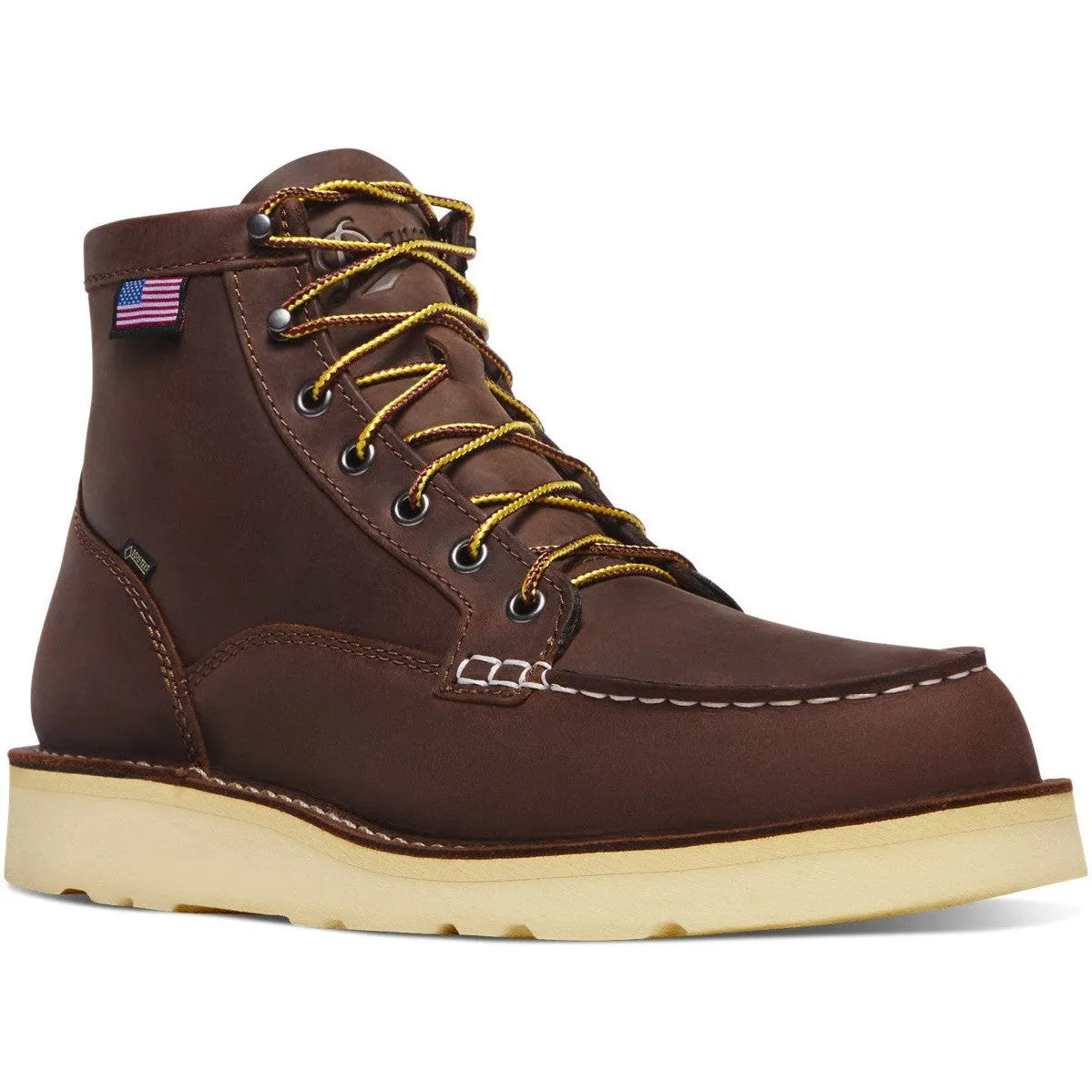 Danner Men's Bull Run GORE-TEX® 6" Plain Toe Waterproof Slip Resistant Work Boot -Brown- 15588