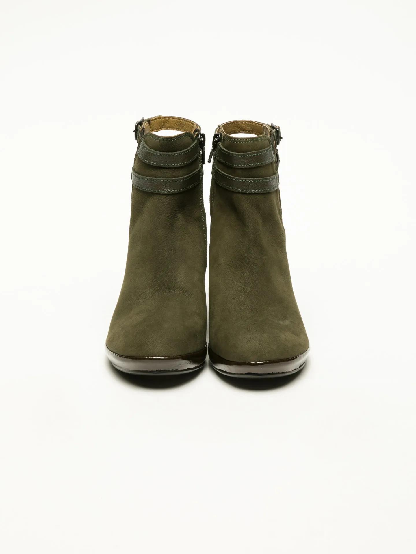 DarkGreen Buckle Ankle Boots
