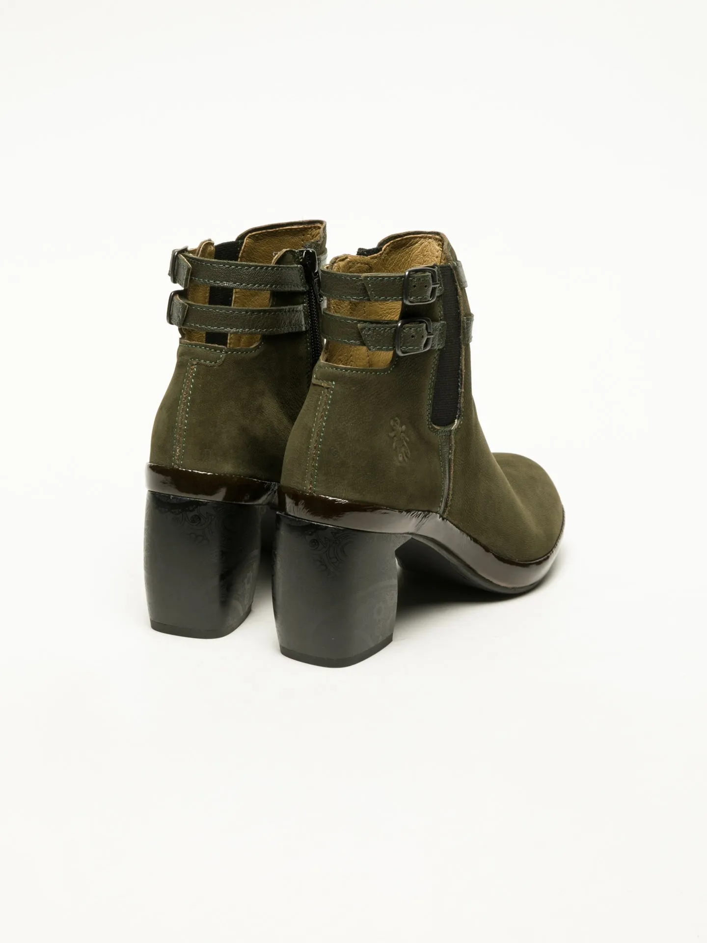 DarkGreen Buckle Ankle Boots