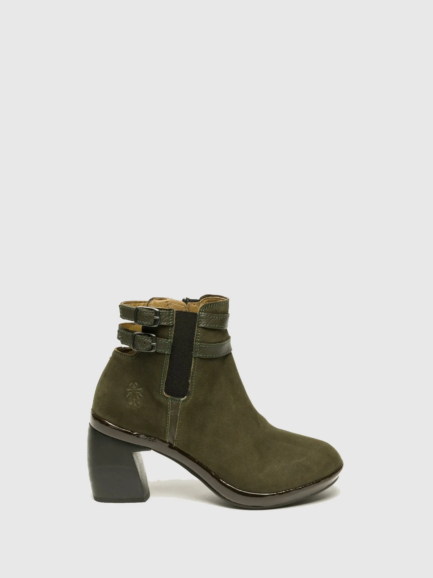 DarkGreen Buckle Ankle Boots
