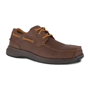 Florsheim Men's Bayside Steel Toe Three Eye Tie Boat Work Shoe - Brown - FS2326