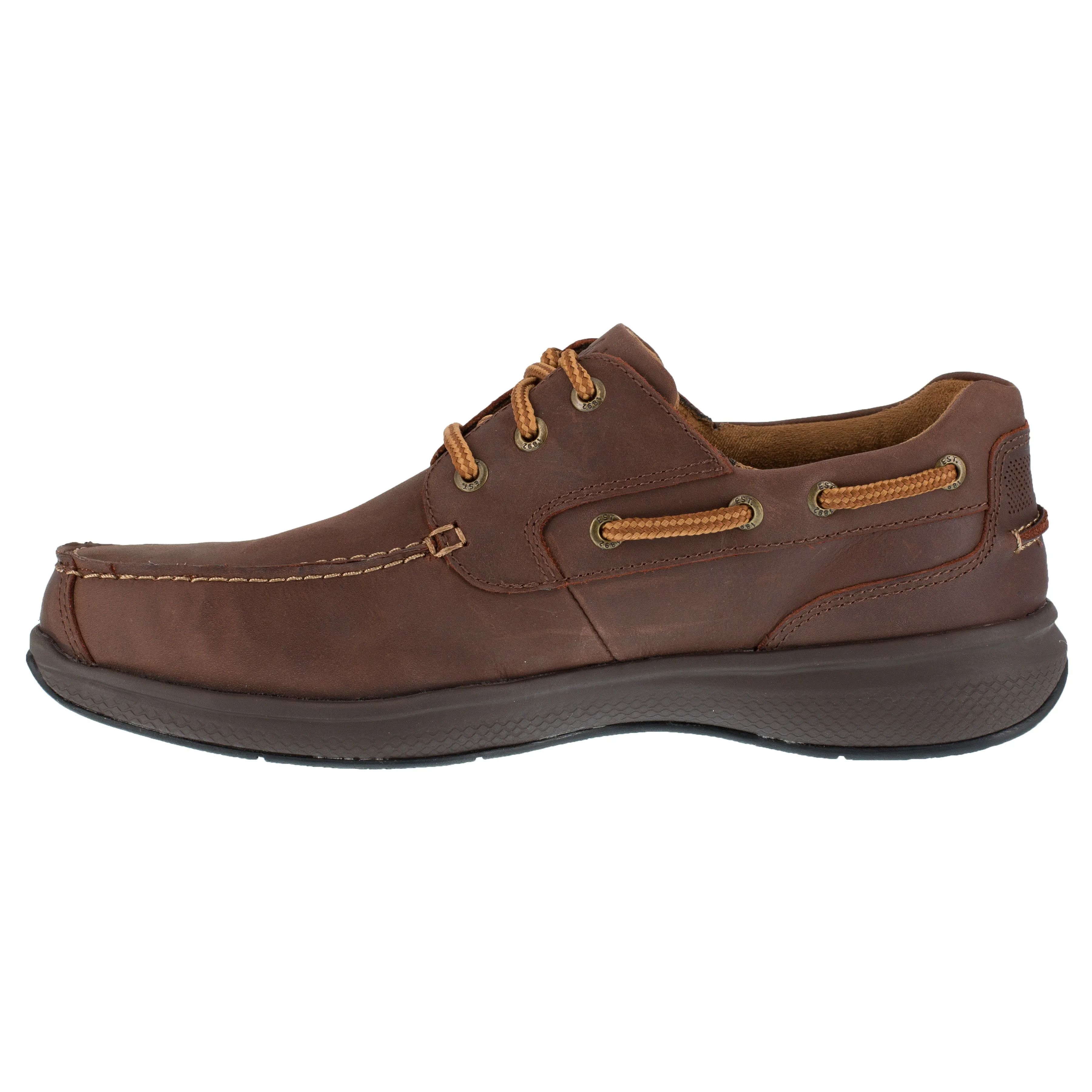 Florsheim Men's Bayside Steel Toe Three Eye Tie Boat Work Shoe - Brown - FS2326