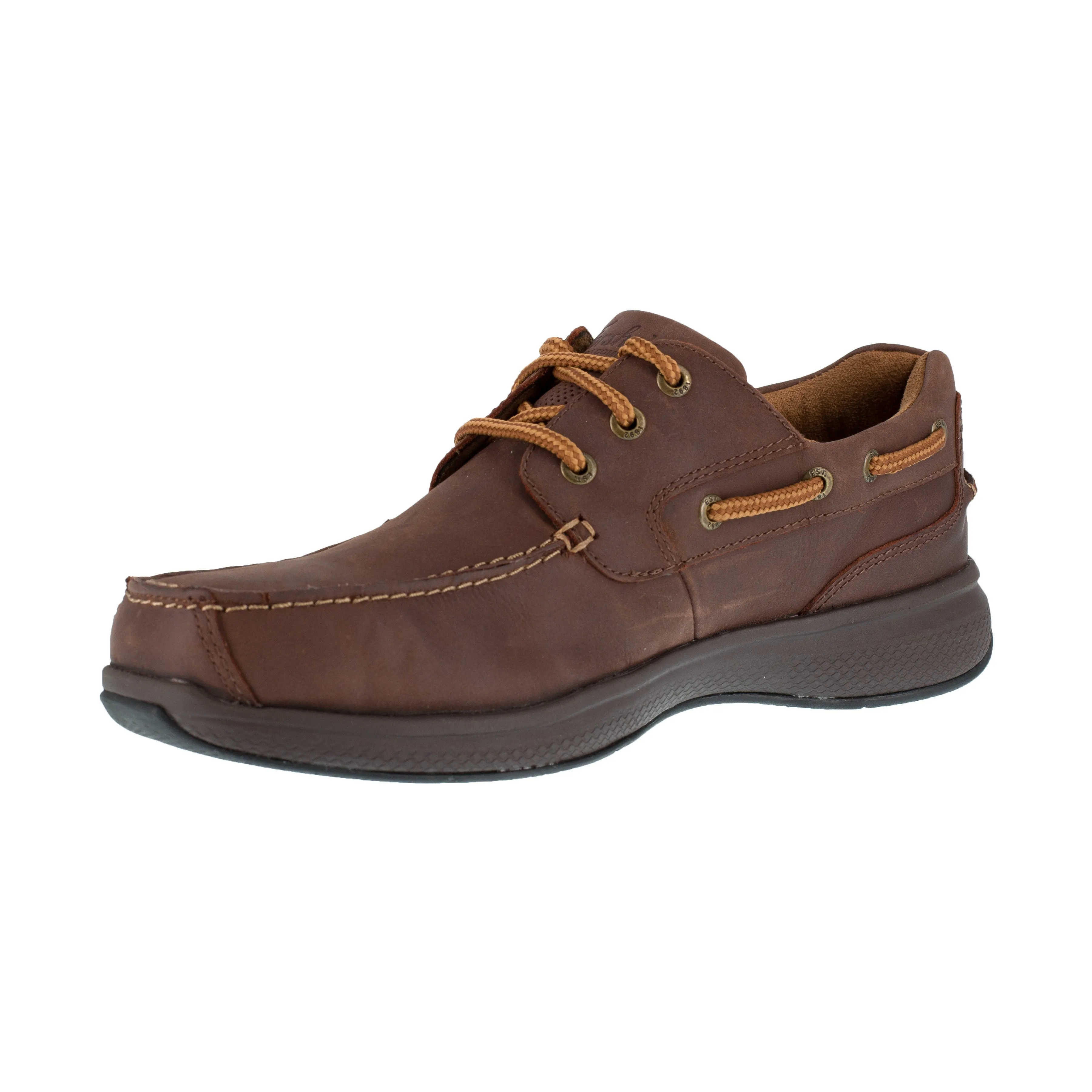 Florsheim Men's Bayside Steel Toe Three Eye Tie Boat Work Shoe - Brown - FS2326