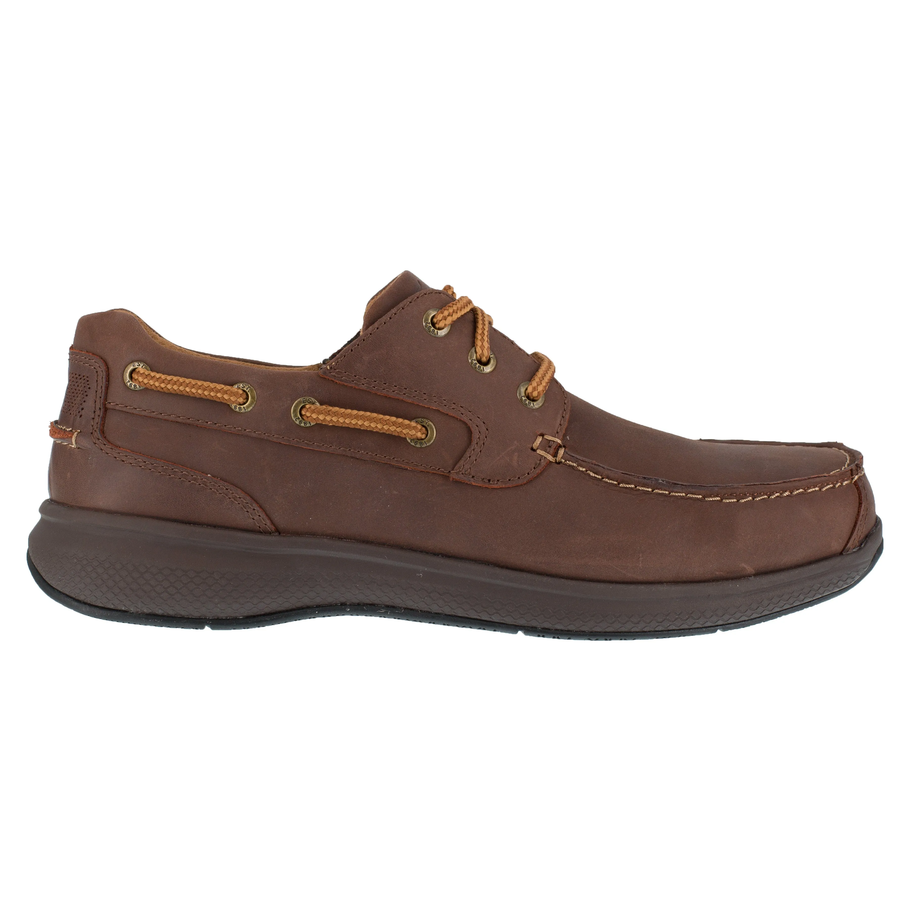 Florsheim Men's Bayside Steel Toe Three Eye Tie Boat Work Shoe - Brown - FS2326