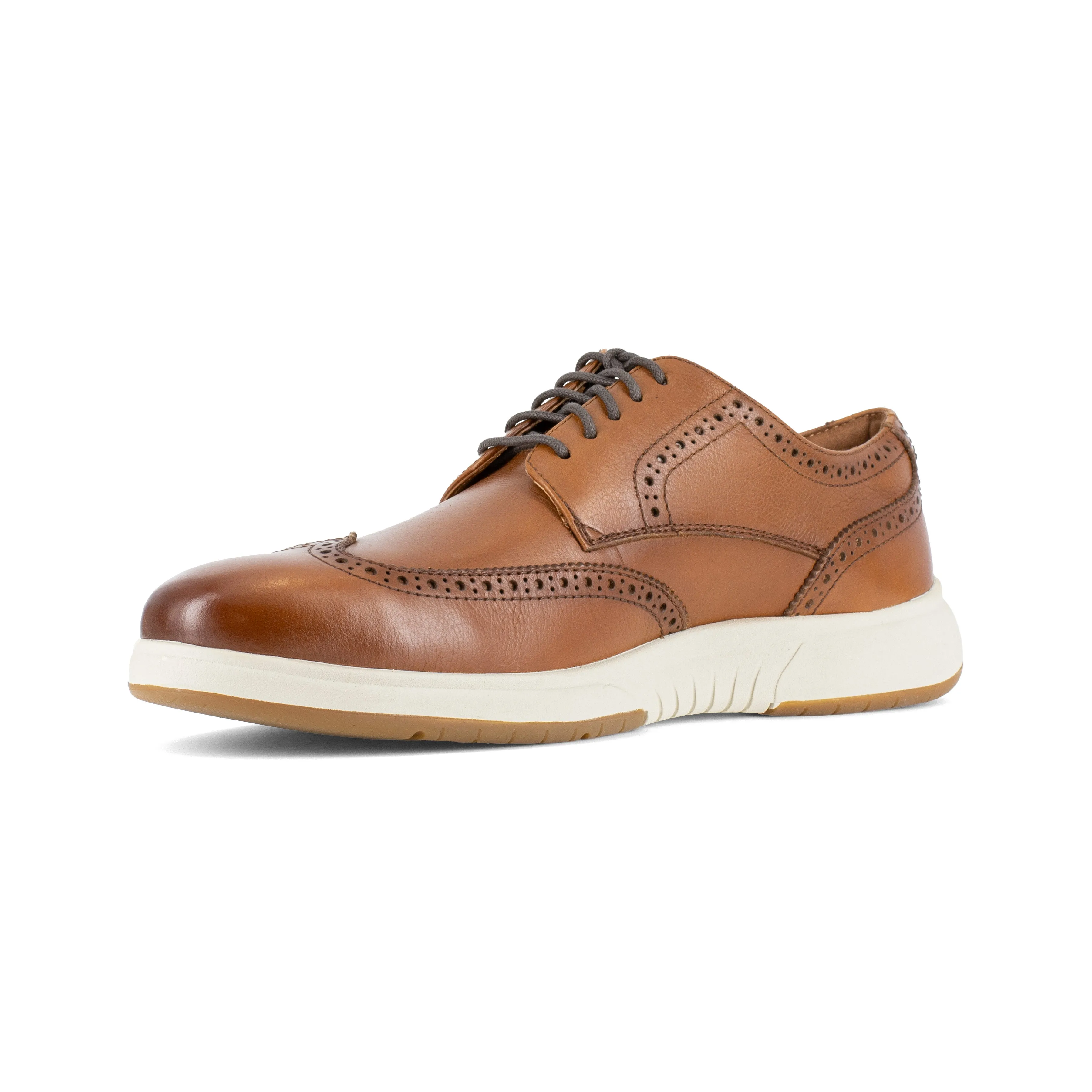 Florsheim Men's Flair Steel Toe Wingtip Oxford Work Shoe - Cognac - FS2623