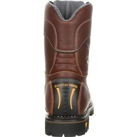 Georgia Men's Amped Lightweight 9" Logger Low Heel Waterproof Work Boot -  Brown - GB00237
