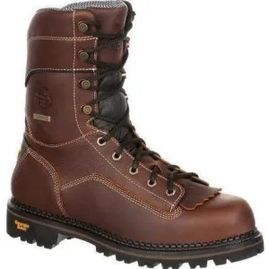 Georgia Men's Amped Lightweight 9" Logger Low Heel Waterproof Work Boot -  Brown - GB00237
