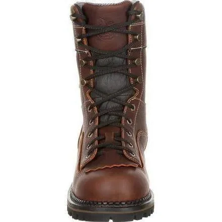 Georgia Men's Amped Lightweight 9" Logger Low Heel Waterproof Work Boot -  Brown - GB00237