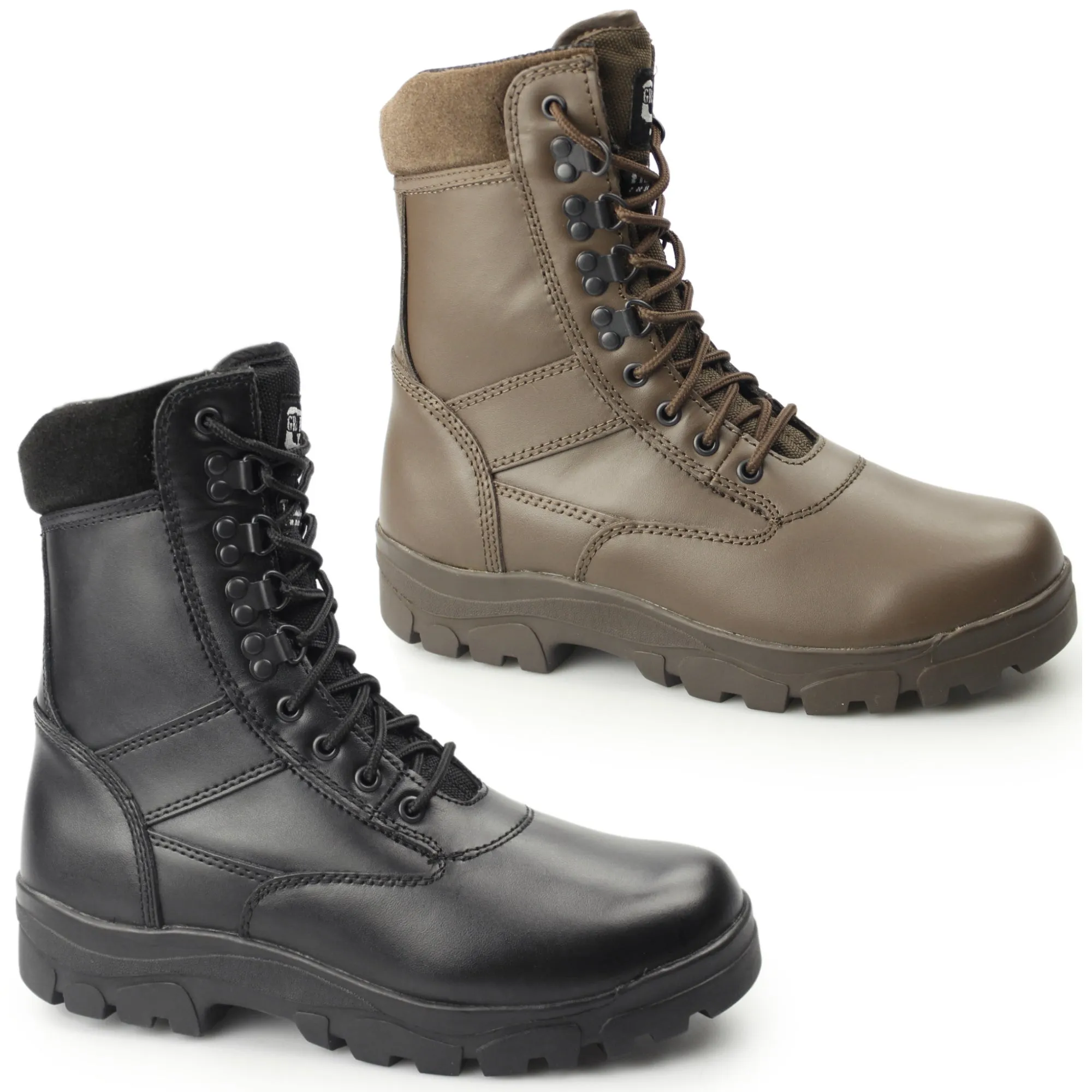 Grafters TOP GUN Unisex Leather Work Boots Black