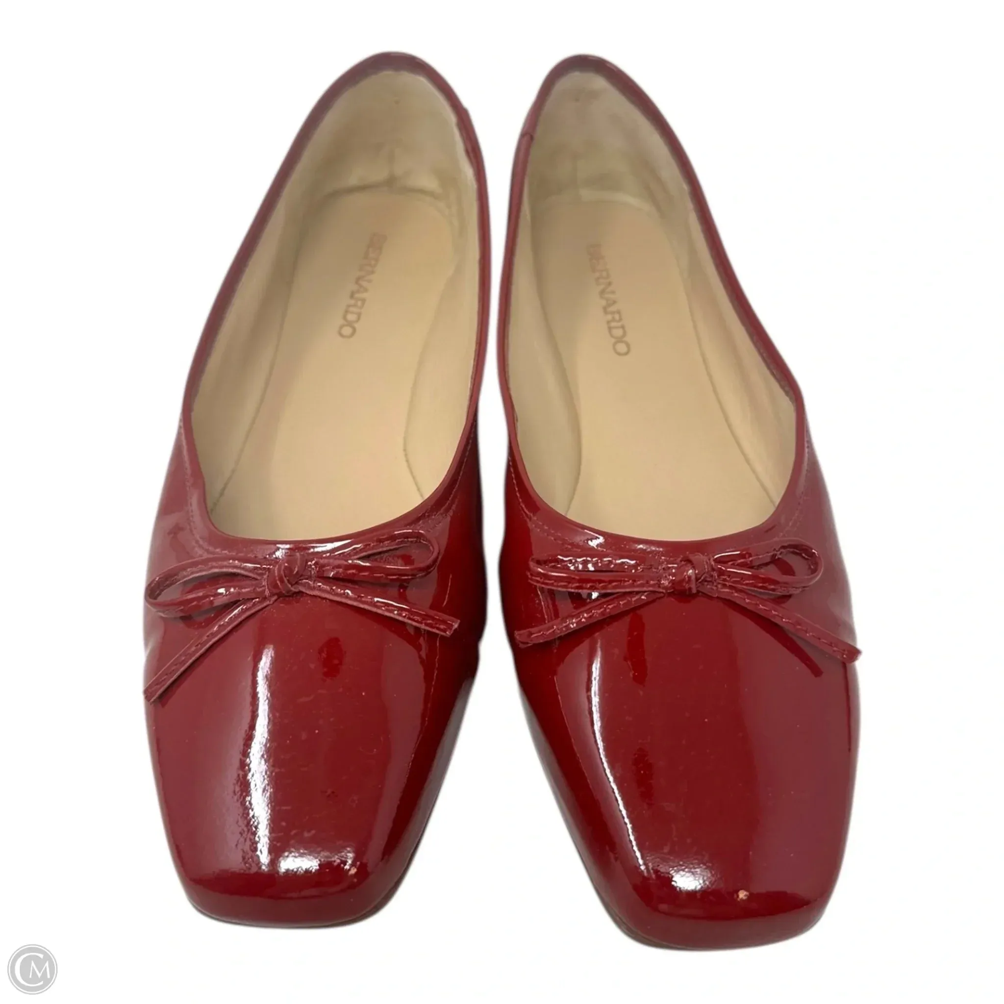 Gwynn Patent Bow Ballet Shoes Flats By Bernardo In Red, Size: 8.5