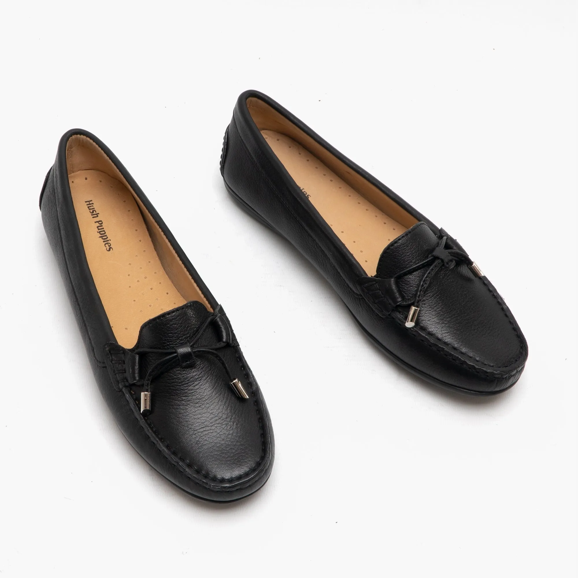 Hush Puppies MAGGIE Womens Leather Loafers Black