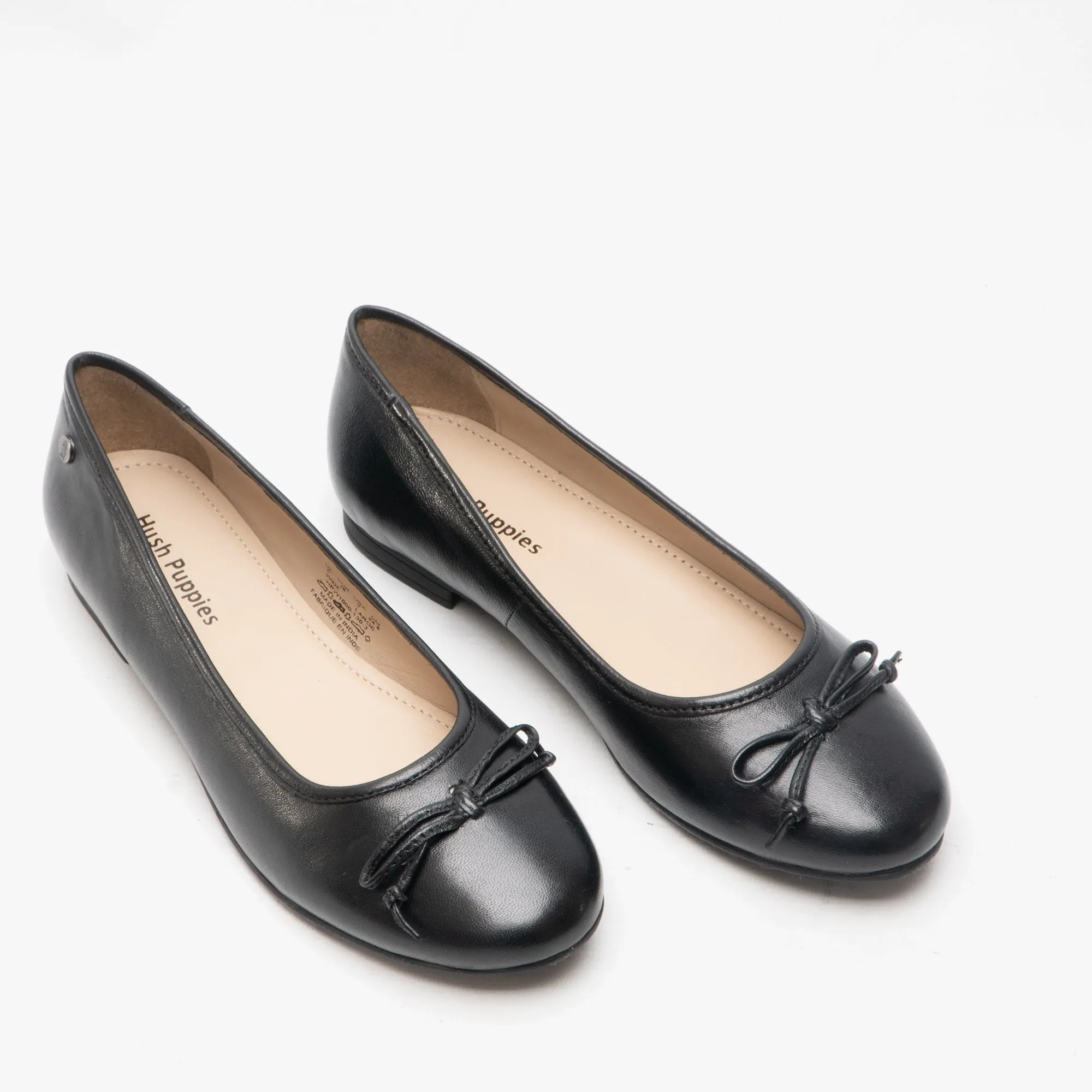 Hush Puppies NAOMI Womens Leather Ballerina Pumps Black