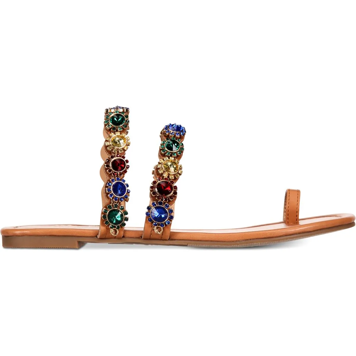 Joya Womens Faux Leather Rhinestone Thong Sandals