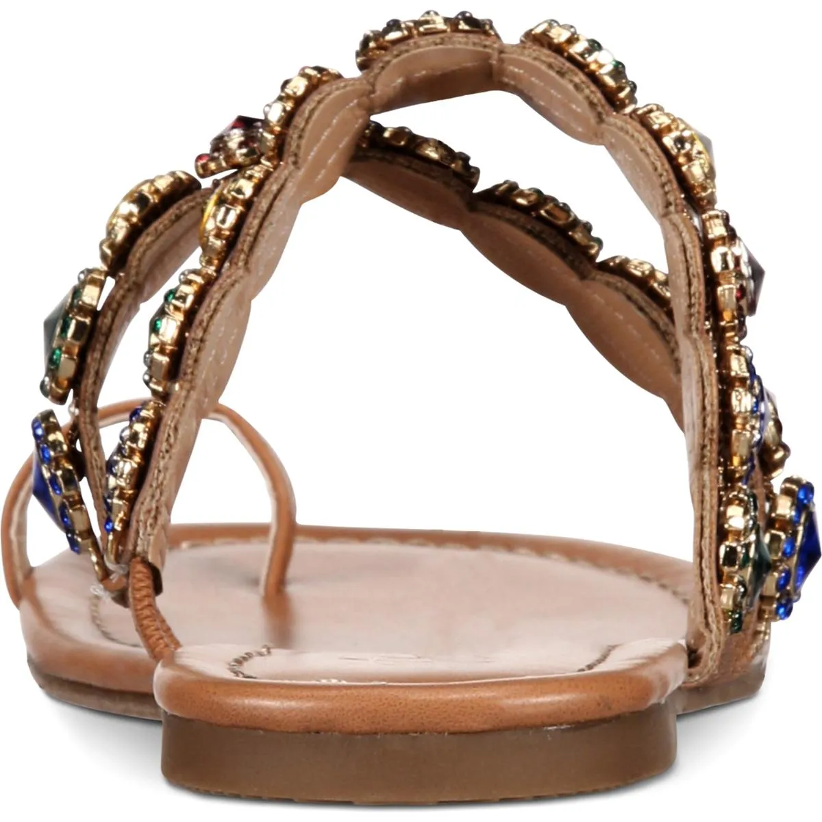 Joya Womens Faux Leather Rhinestone Thong Sandals