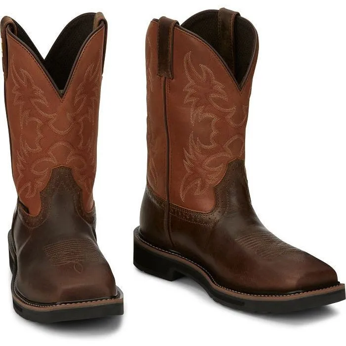 Justin Men's Actuator 11" Composite Toe Western Work Boot -Brown- SE4300