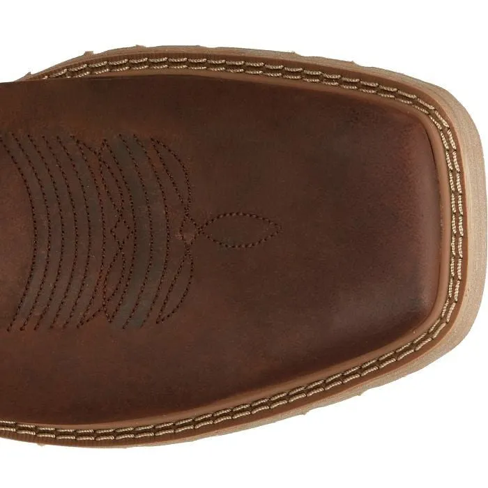 Justin Men's Buster 11" Steel Toe Pull On WesternvWork Boot -Brown- SE3100