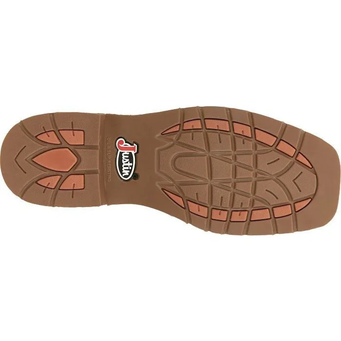 Justin Men's Buster 11" Steel Toe Pull On WesternvWork Boot -Brown- SE3100