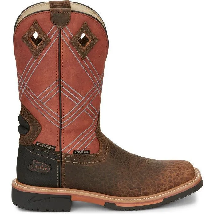 Justin Men's Dalhart 12" Nano Composite Toe Western Work Boot -Brown- SE4218