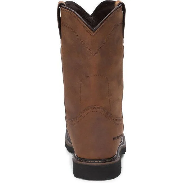 Justin Men's Drywall 10" Steel Toe Waterproof Western Work Boot -Brown- SE4961