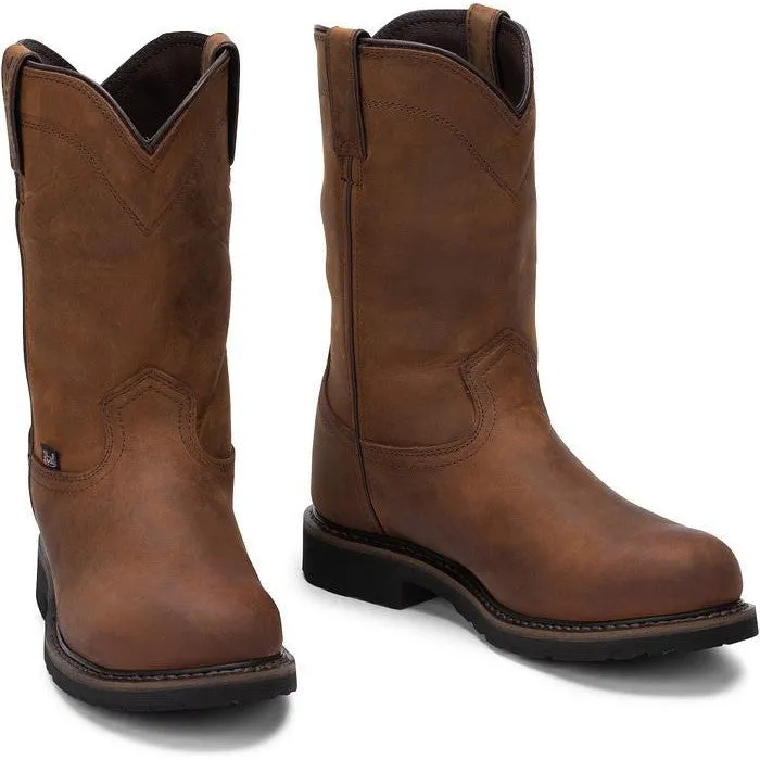 Justin Men's Drywall 10" Steel Toe Waterproof Western Work Boot -Brown- SE4961