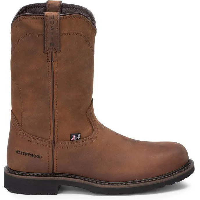 Justin Men's Drywall 10" Steel Toe Waterproof Western Work Boot -Brown- SE4961