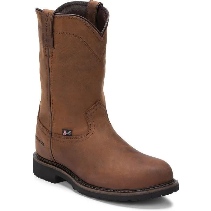 Justin Men's Drywall 10" Steel Toe Waterproof Western Work Boot -Brown- SE4961