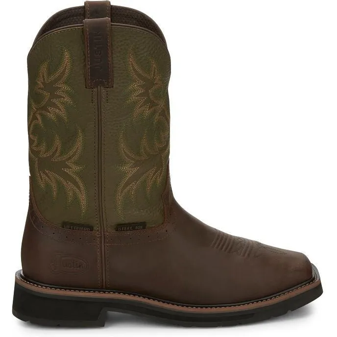 Justin Men's Keavan 11" Steel Toe Met Guard Western Work Boot -Brown- SE4570