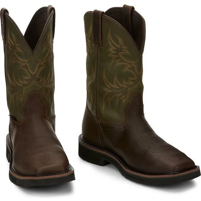 Justin Men's Keavan 11" Steel Toe Met Guard Western Work Boot -Brown- SE4570