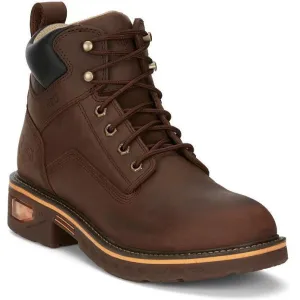 Justin Men's Resistor 6" Waterproof Lace Up Western Work Boot -Brown- CR401