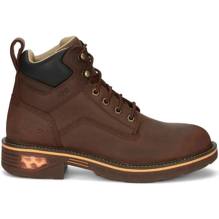 Justin Men's Resistor 6" Waterproof Lace Up Western Work Boot -Brown- CR401