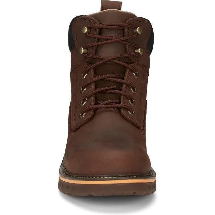 Justin Men's Resistor 6" Waterproof Lace Up Western Work Boot -Brown- CR401