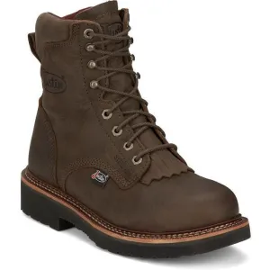 Justin Men's Rivot 8" Lace Up Western Work Boot -Brown - OW441