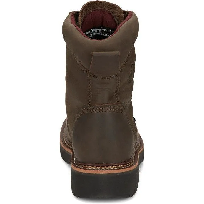 Justin Men's Rivot 8" Lace Up Western Work Boot -Brown - OW441