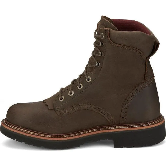 Justin Men's Rivot 8" Lace Up Western Work Boot -Brown - OW441