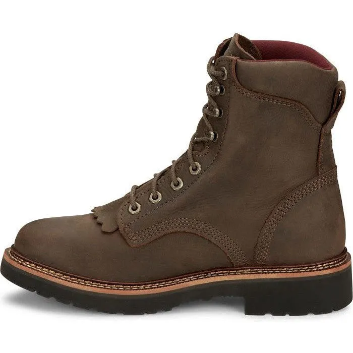 Justin Men's Rivot 8" Waterproof Lace Up Western Work Boot -Brown- OW440