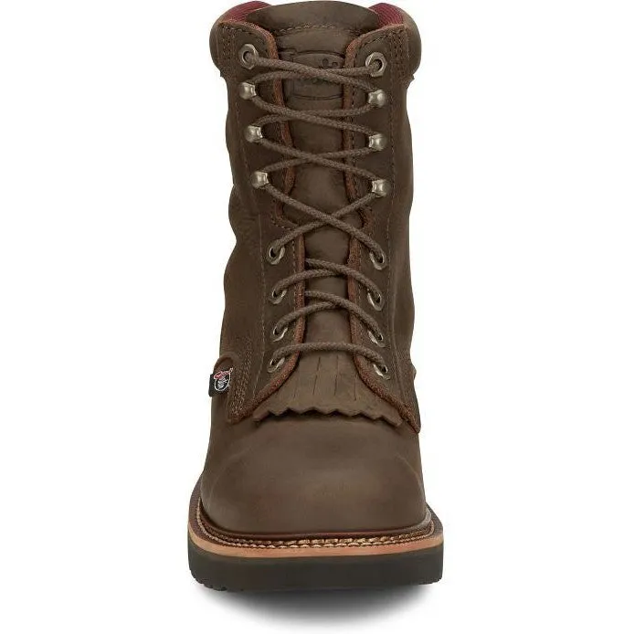 Justin Men's Rivot 8" Waterproof Lace Up Western Work Boot -Brown- OW440