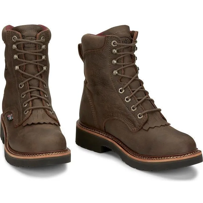 Justin Men's Rivot 8" Waterproof Lace Up Western Work Boot -Brown- OW440