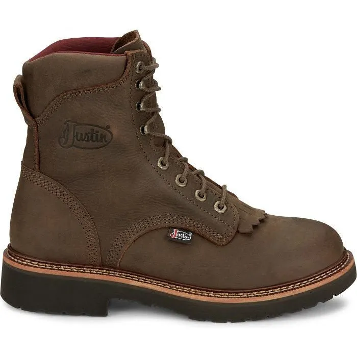 Justin Men's Rivot 8" Waterproof Lace Up Western Work Boot -Brown- OW440