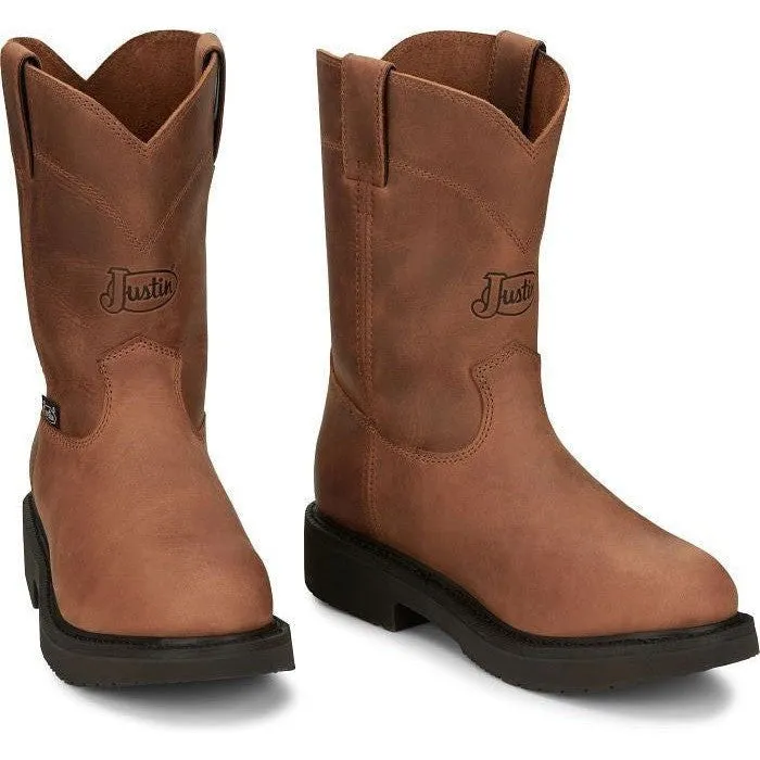 Justin Men's Round Up 10" Round Toe Western Work Boot -Brown- OW4760